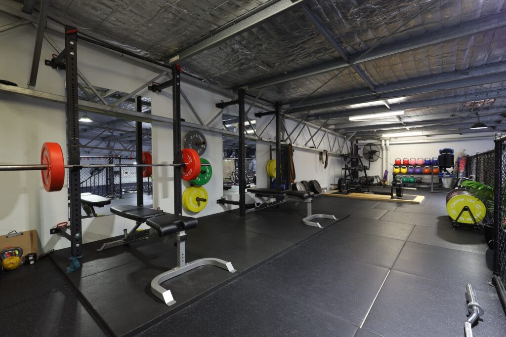 This is the weights upstairs at Dynamis Muay Thai Central Coast.